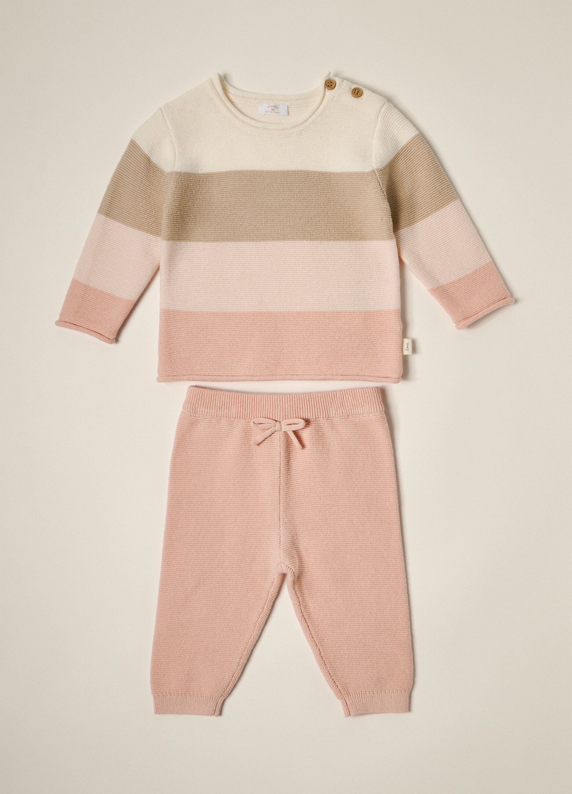 IANA newborn girl knit set in 100% cotton
