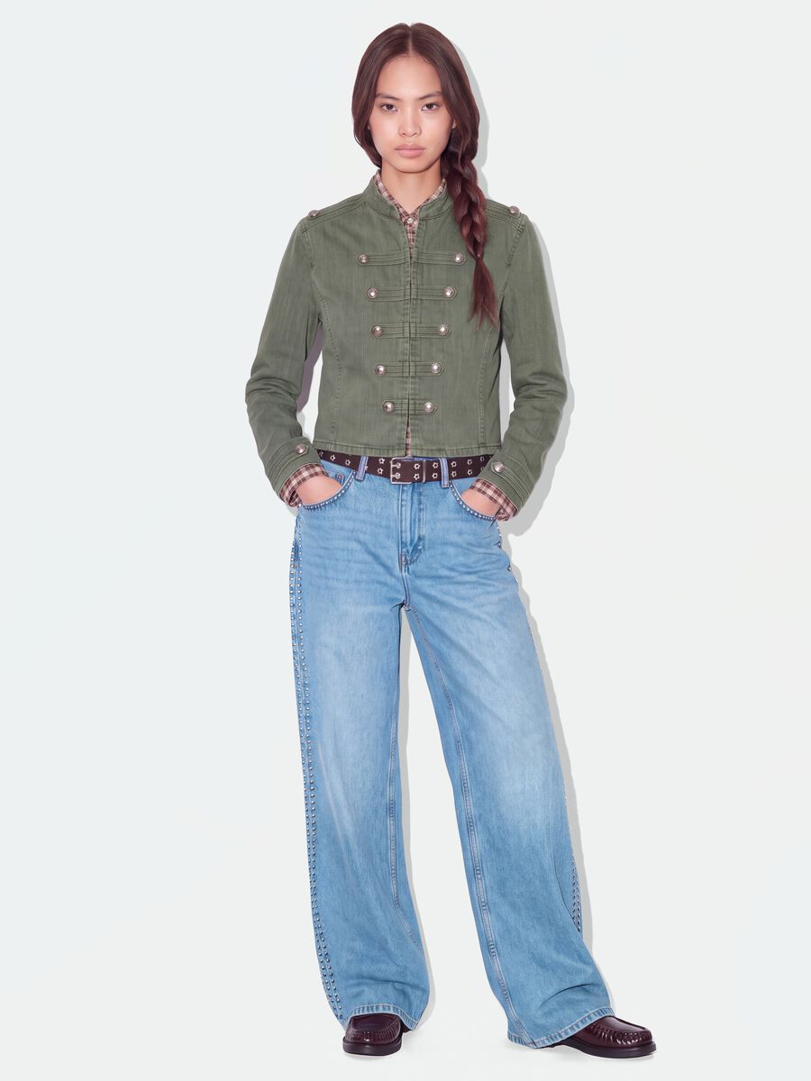 Giacca verde in puro cotone con bottoni nascosti slim fit_1