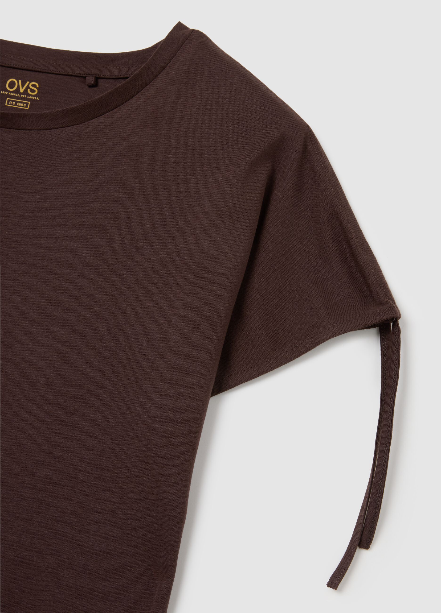 Women's brown pure cotton T-shirt regular fit