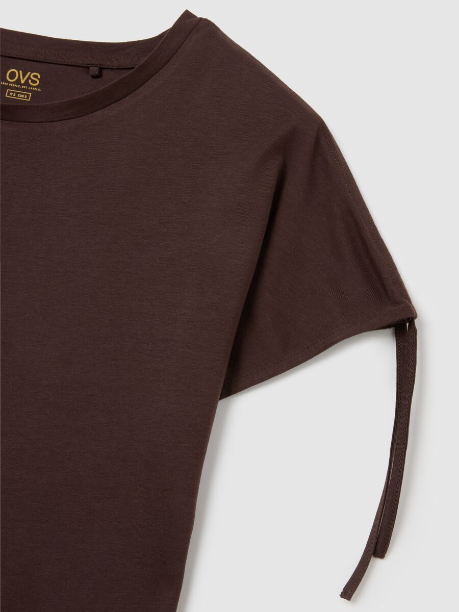 Women's brown pure cotton T-shirt regular fit_5
