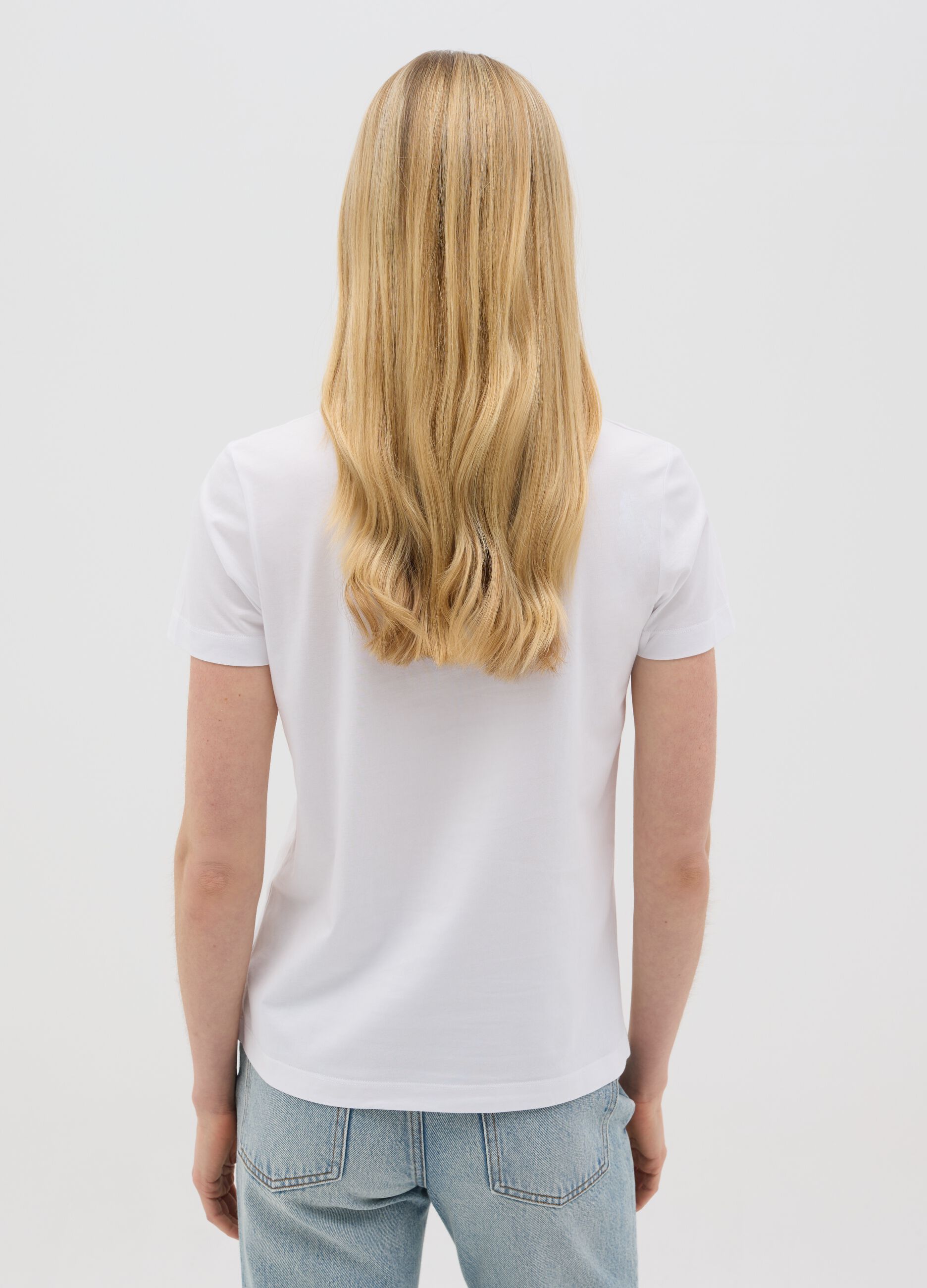 White T-shirt with Florence Ovs print
