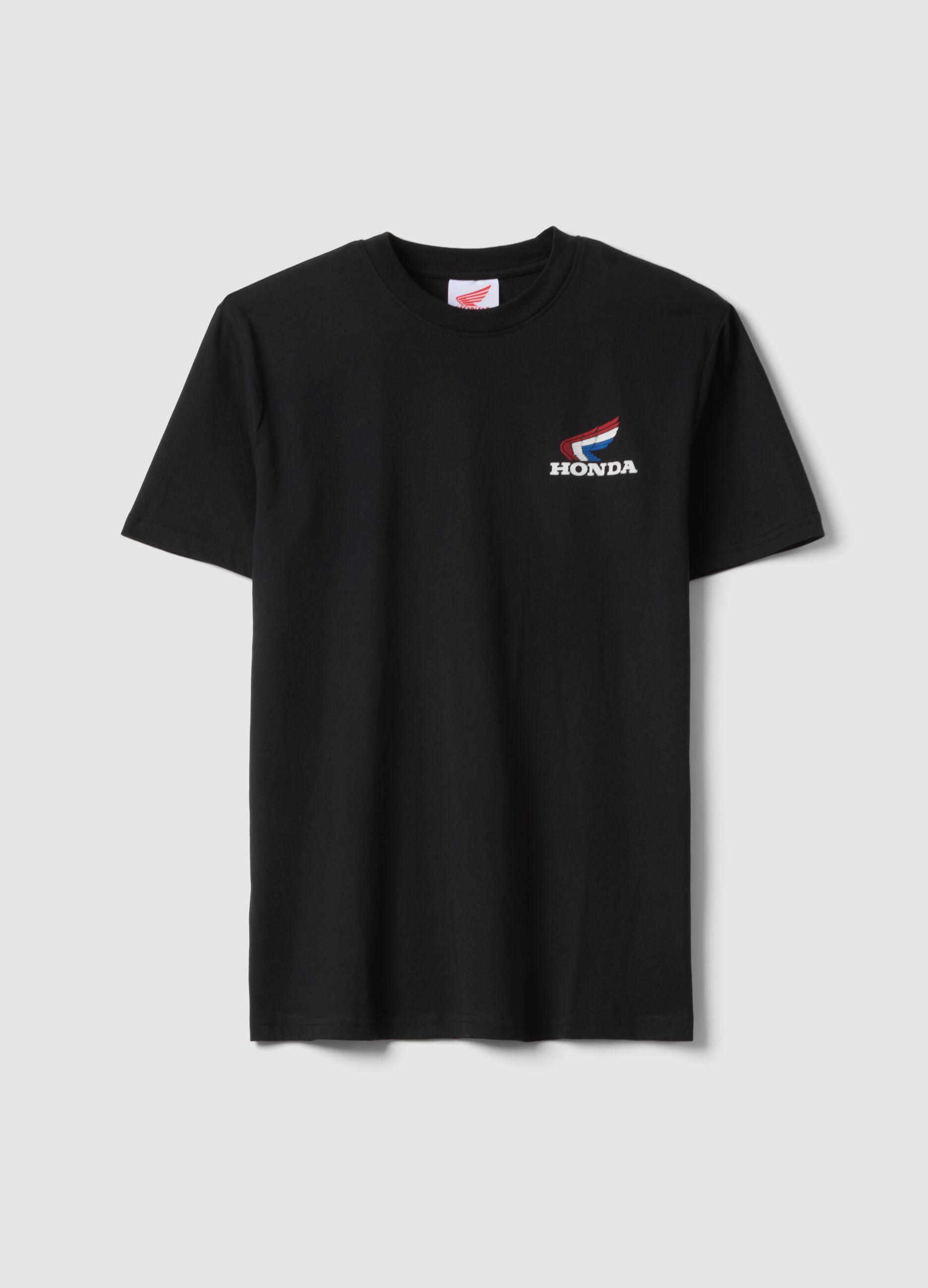 Black printed T-shirt in pure cotton, regular fit