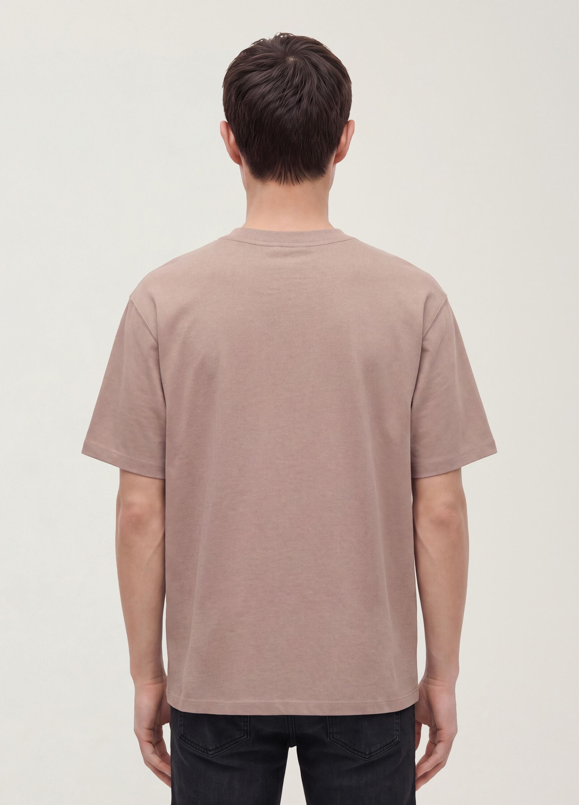 Pink pure cotton crew-neck T-shirt, relaxed fit