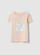 Beige regular fit pure cotton T-shirt with print for girls_0