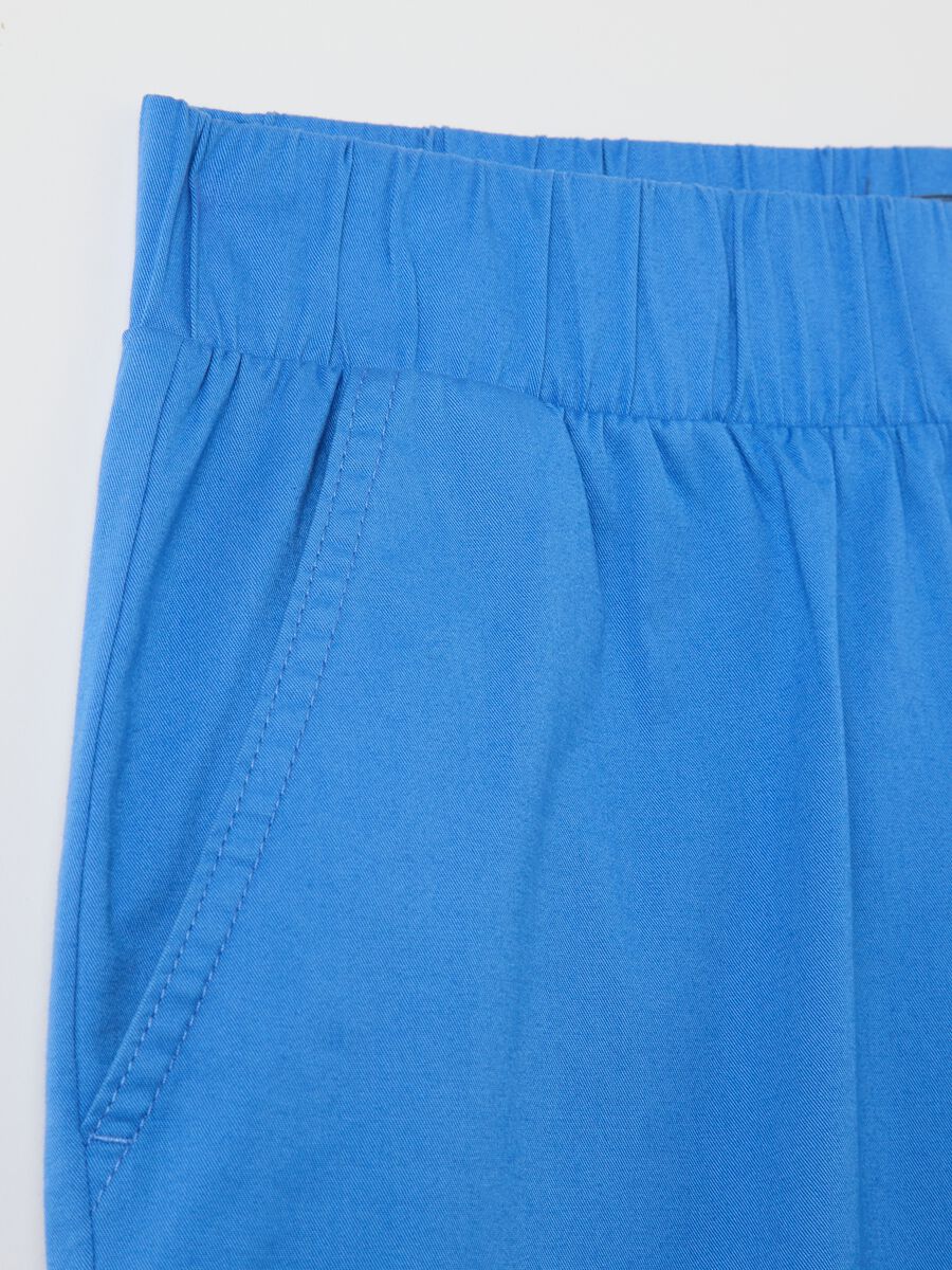 Blue wide-leg trousers in stretch cotton_5