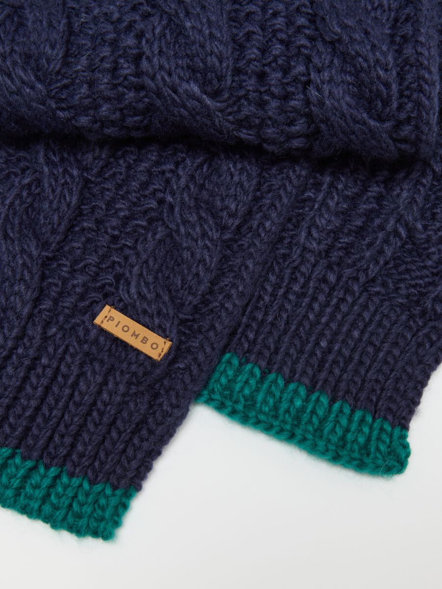 Blue Children's Scarf with Cable Pattern_3