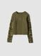 Green stretch cotton slim-fit T-shirt with ribbed neckline_0