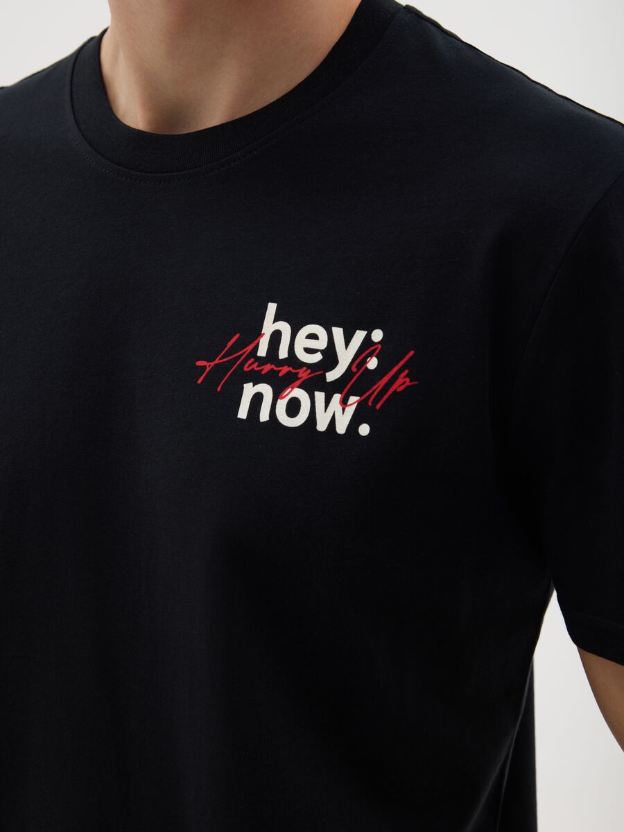 Regular fit black pure cotton t-shirt with print_2