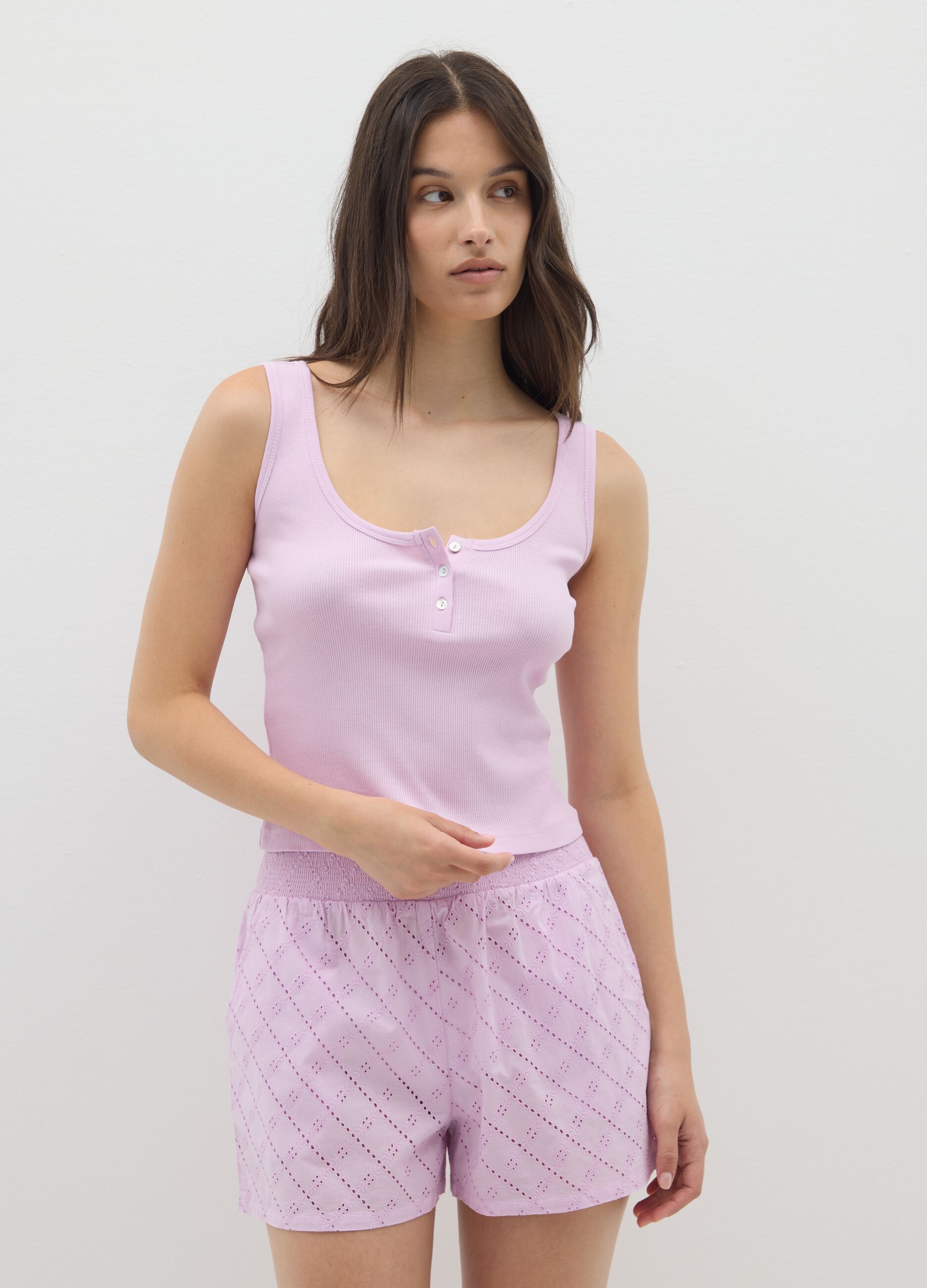 Women's Summer Pink Pure Cotton Pyjama Set Regular Fit