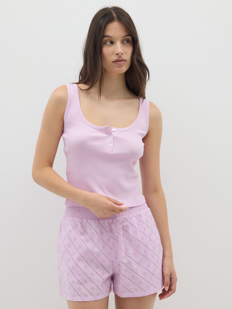 Completo pigiama estivo da donna in puro cotone rosa regular fit_1