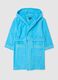 Blue pure cotton boy's bathrobe with hood_0