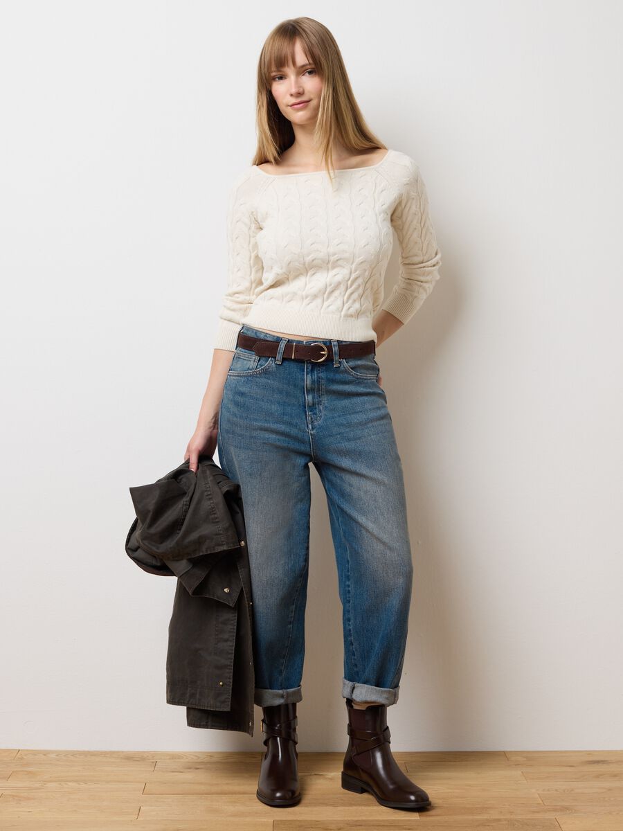 Jeans balloon in denim elasticizzato_0