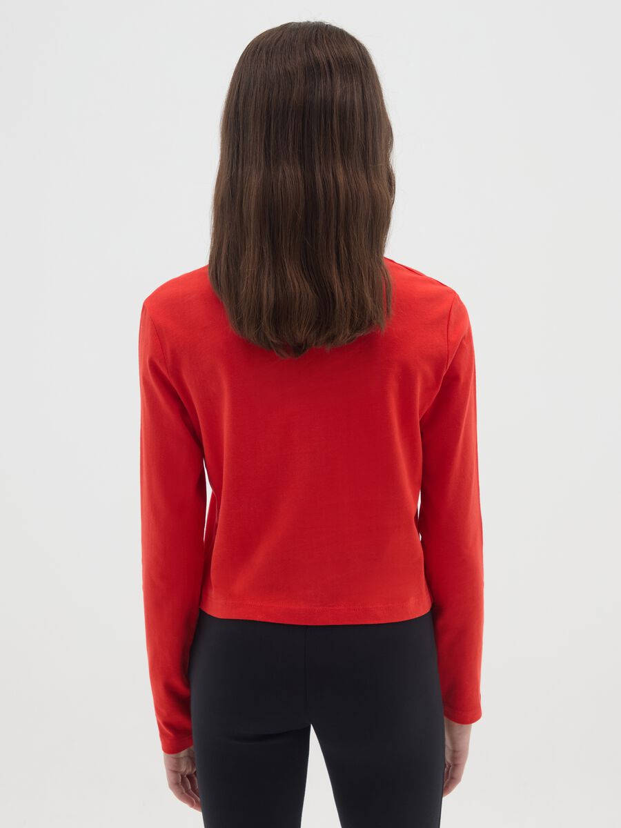 Maglia rossa a maniche lunghe da ragazza in puro cotone regular fit_1