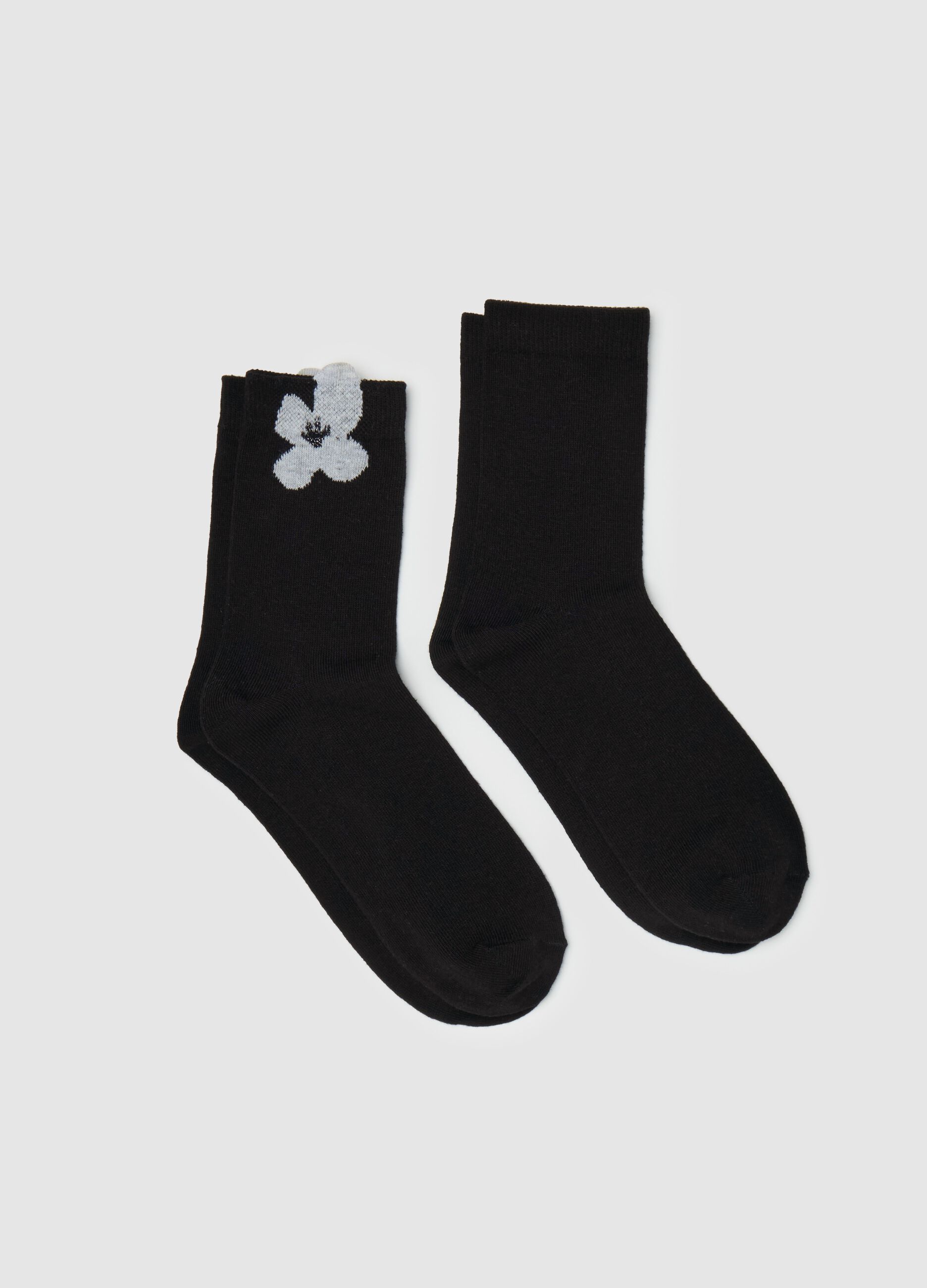 Two-pair pack short socks with flower