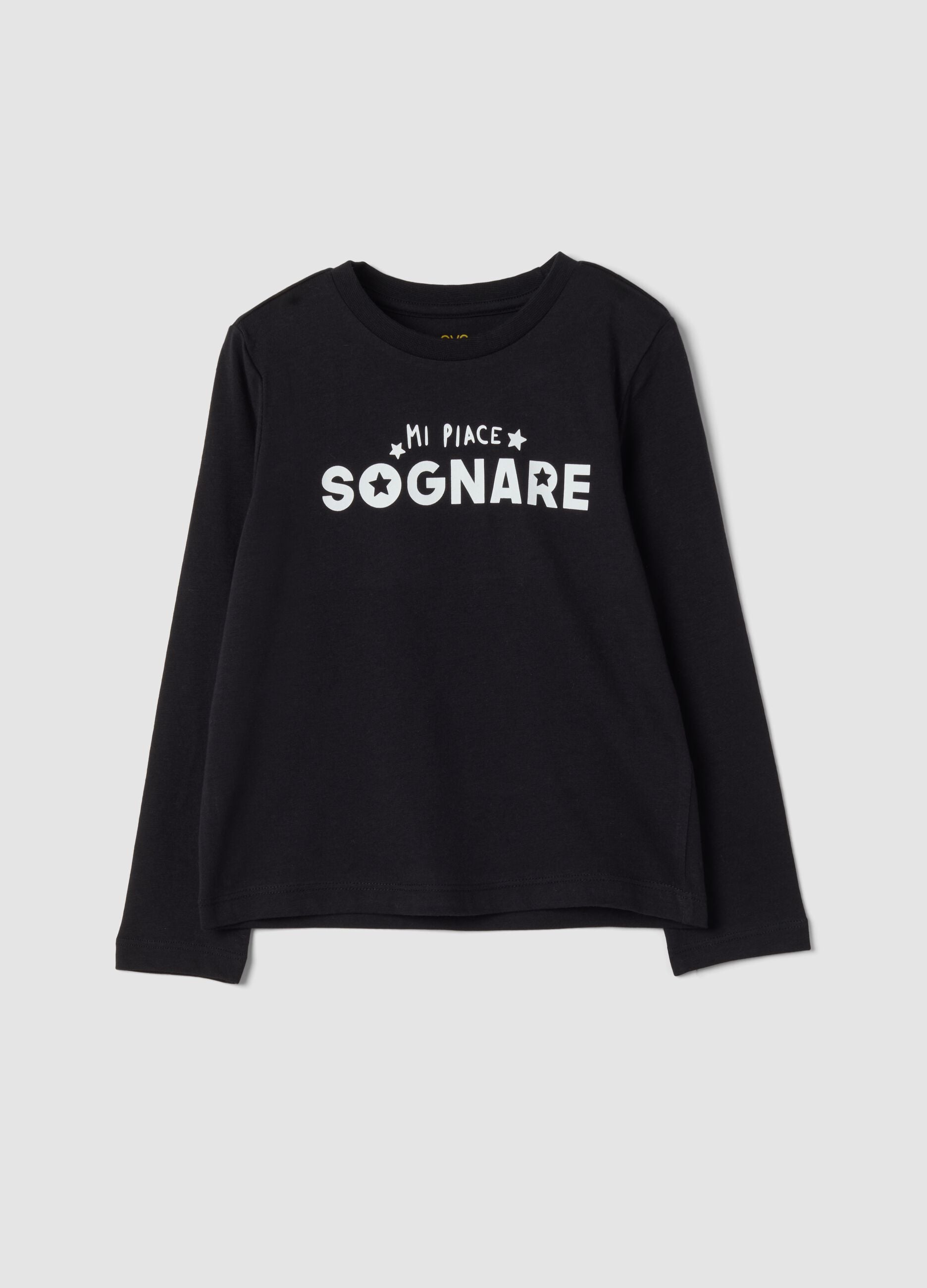 Black crew-neck T-shirt in pure organic cotton