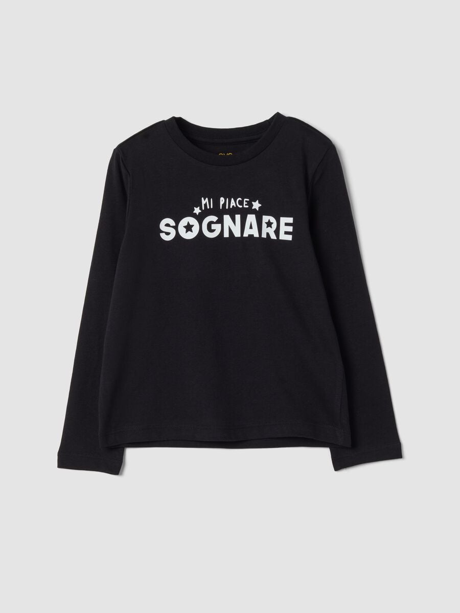 T-shirt nera girocollo in puro cotone organico_0