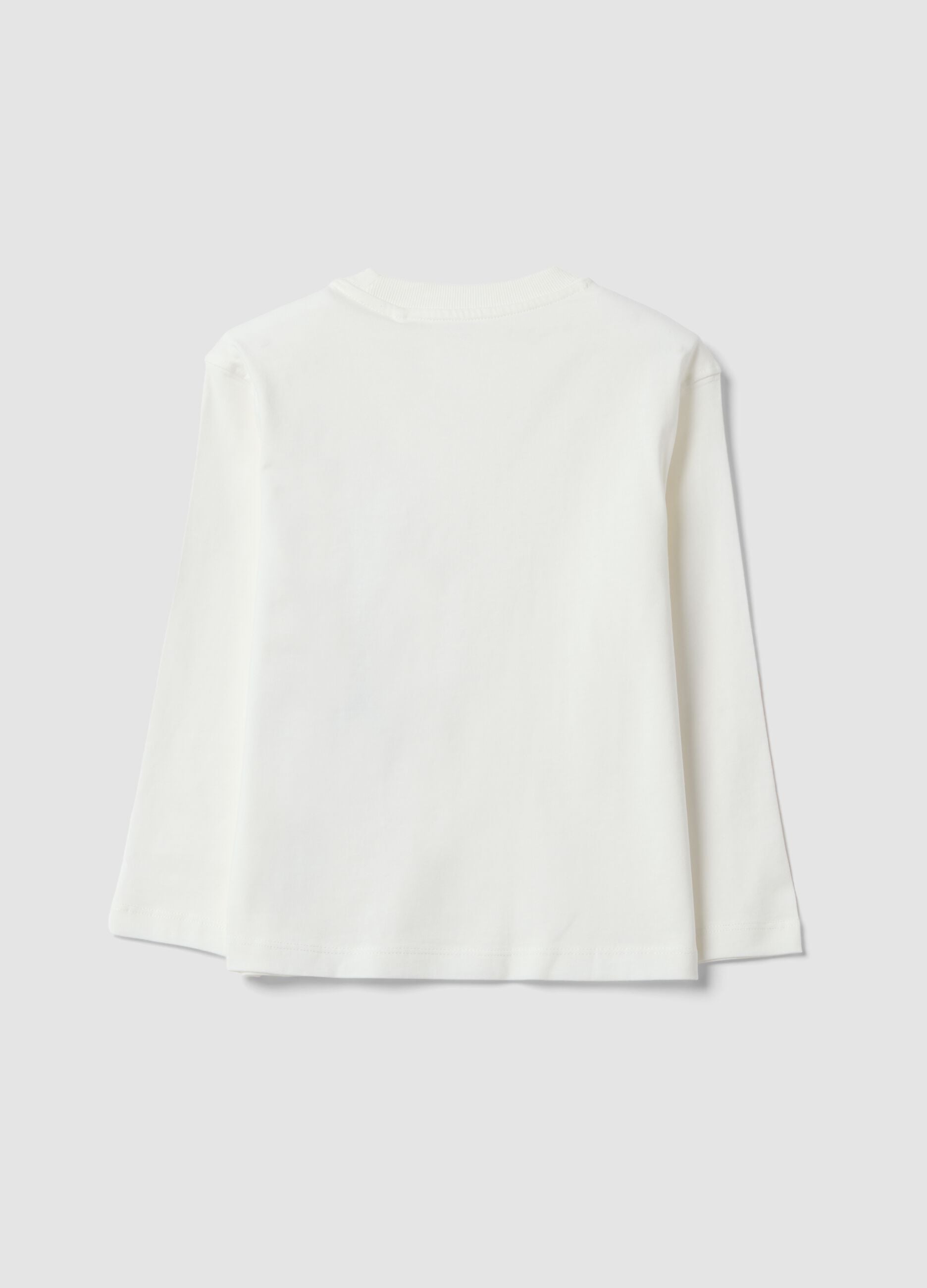 White pure cotton oversized T-shirt with contrast print for boys