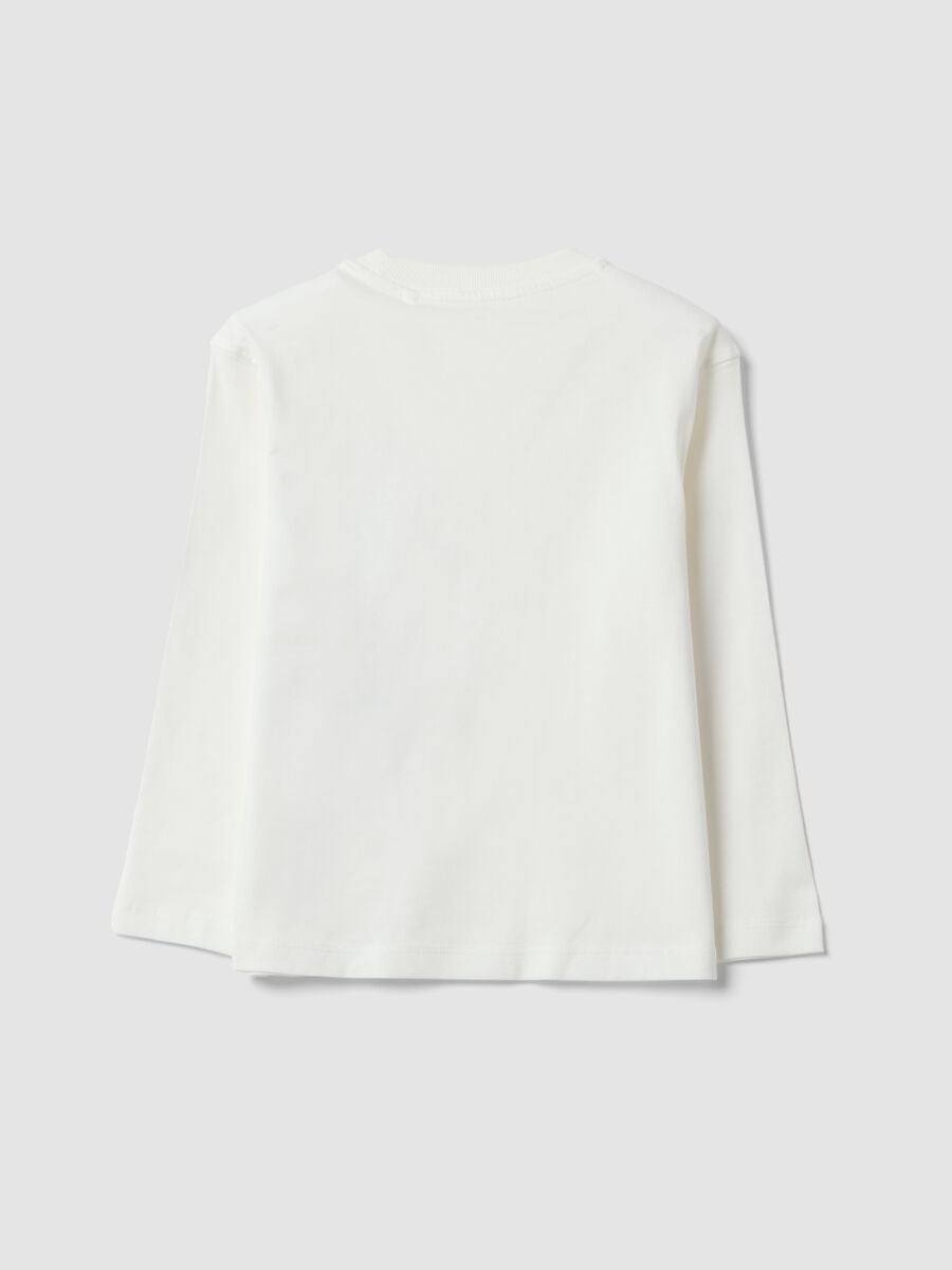 White pure cotton oversized T-shirt with contrast print for boys_1