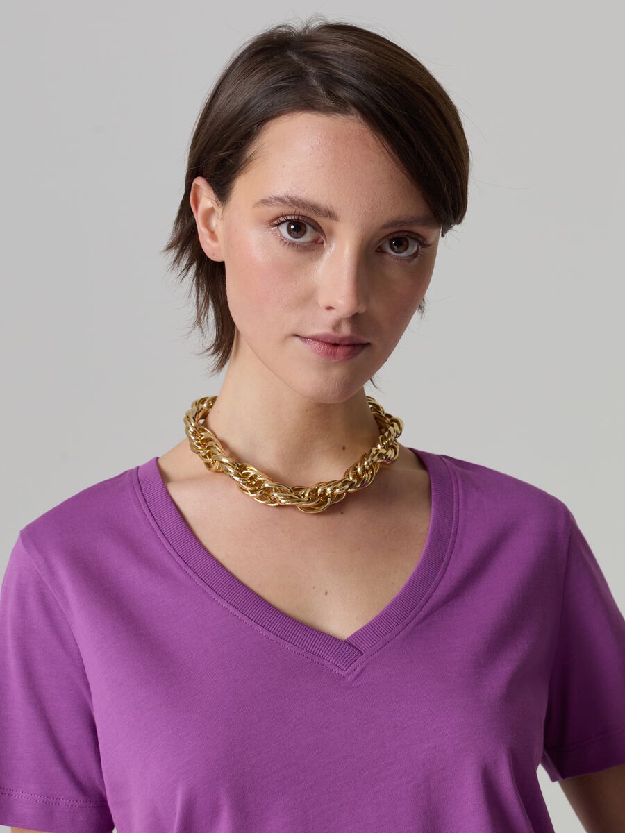 Cotton V-neck T-shirt_1