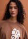 Brown pure cotton T-shirt with embroidery, regular fit_0