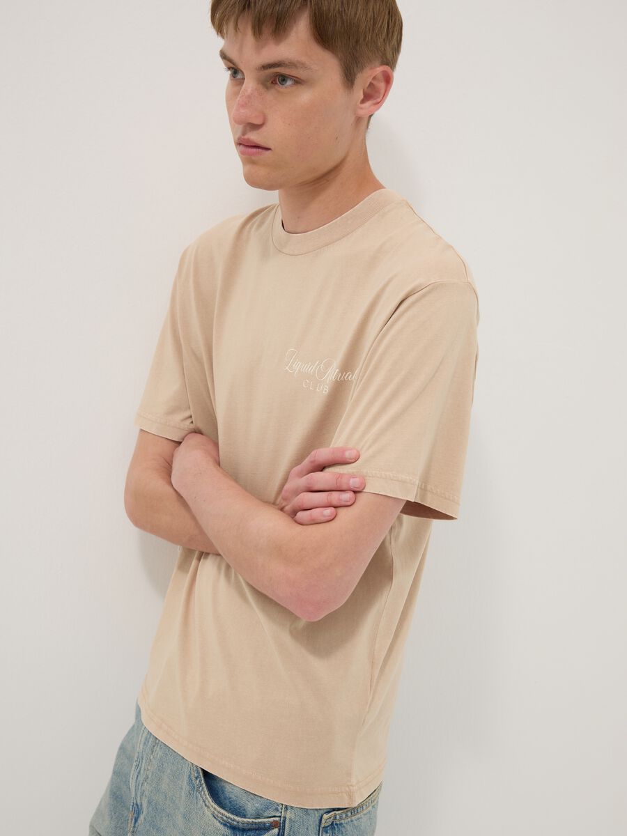 Beige short-sleeve pure cotton T-shirt_2