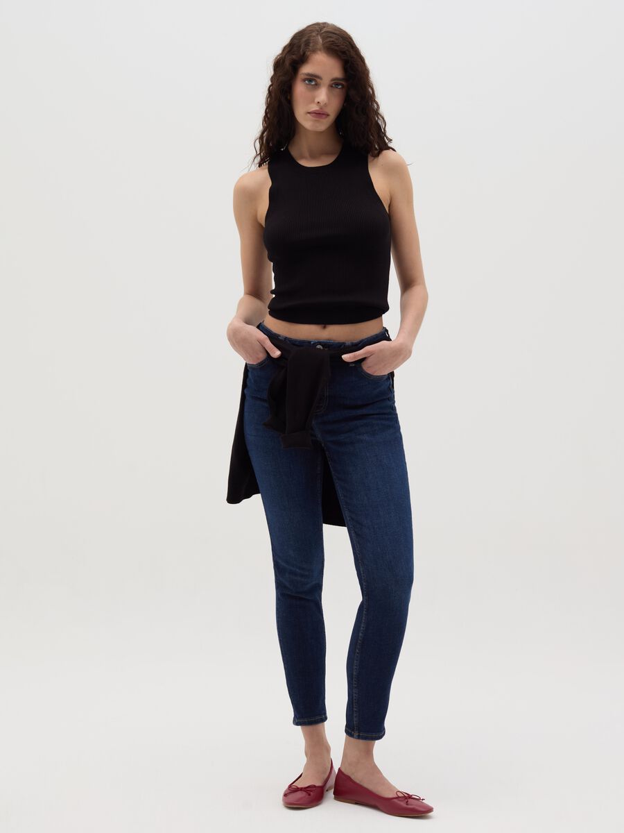 Ribbed tank top with halter neck_1