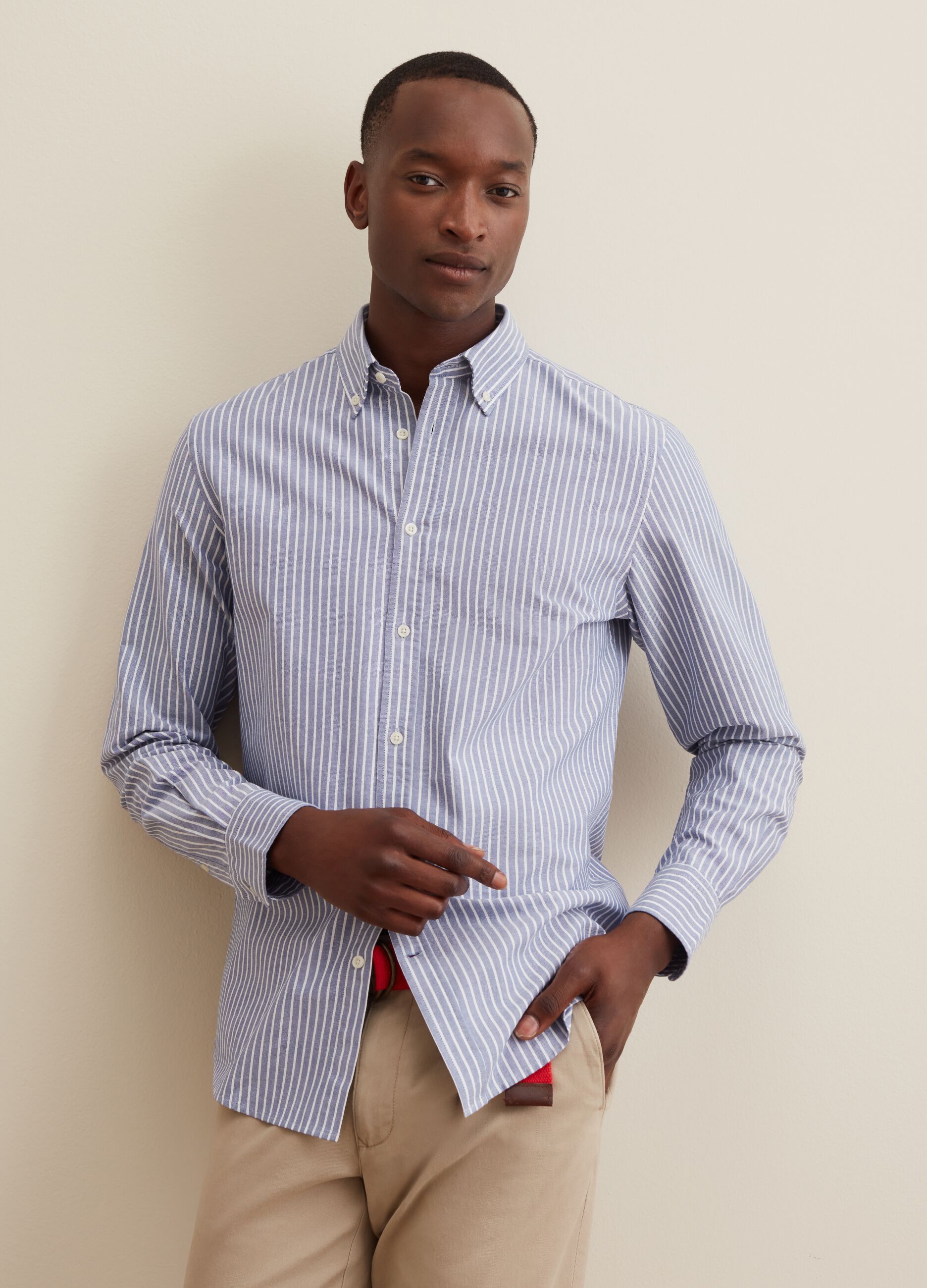 Camicia in cotone oxford fantasia a righe_0