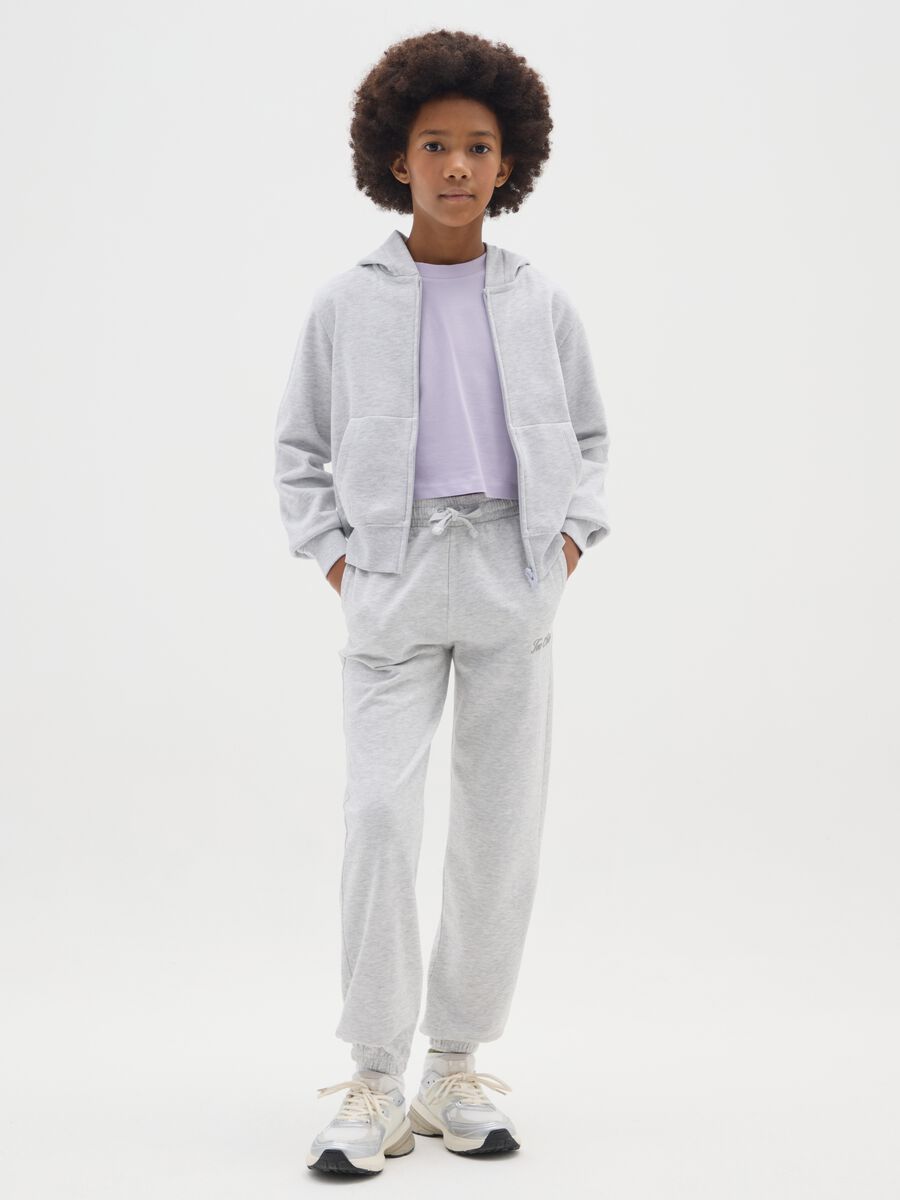 Pantaloni jogger grigi da ragazza in misto cotone regular fit_0