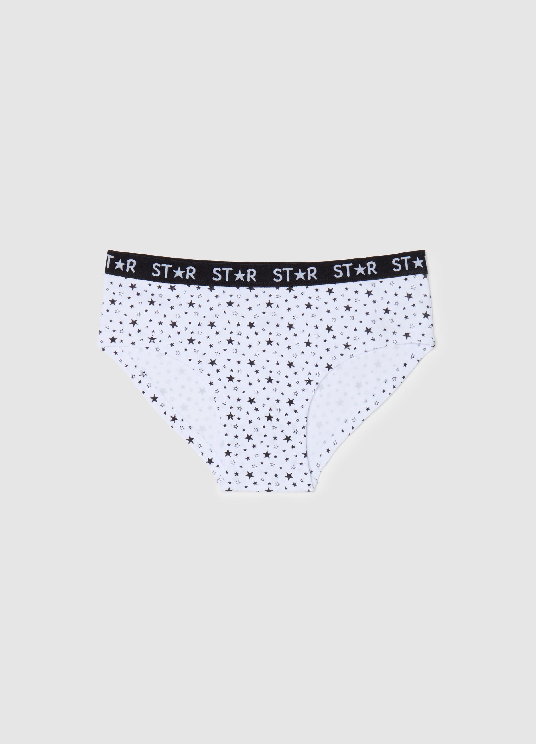 Stretch cotton knicker shorts with star print