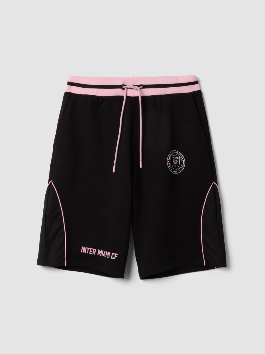 Black cotton-blend sports shorts, regular fit_0