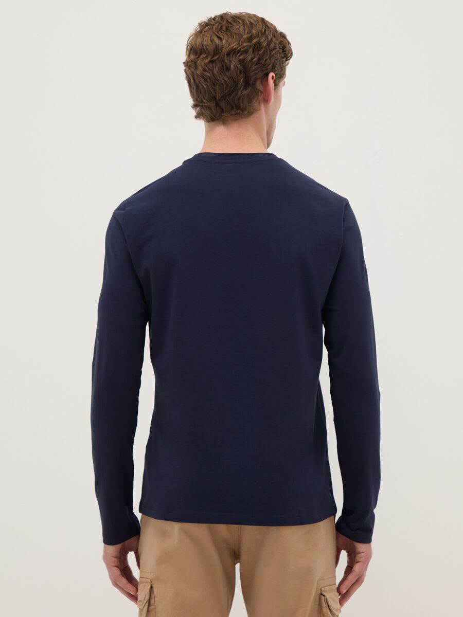 Long sleeve blue t-shirt in stretch cotton regular fit_2