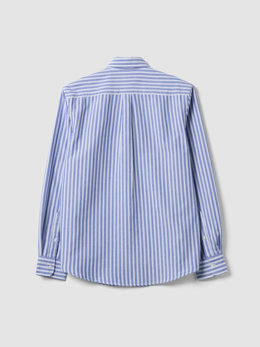 Camicia oxford azzurra a righe in puro cotone regular fit_2