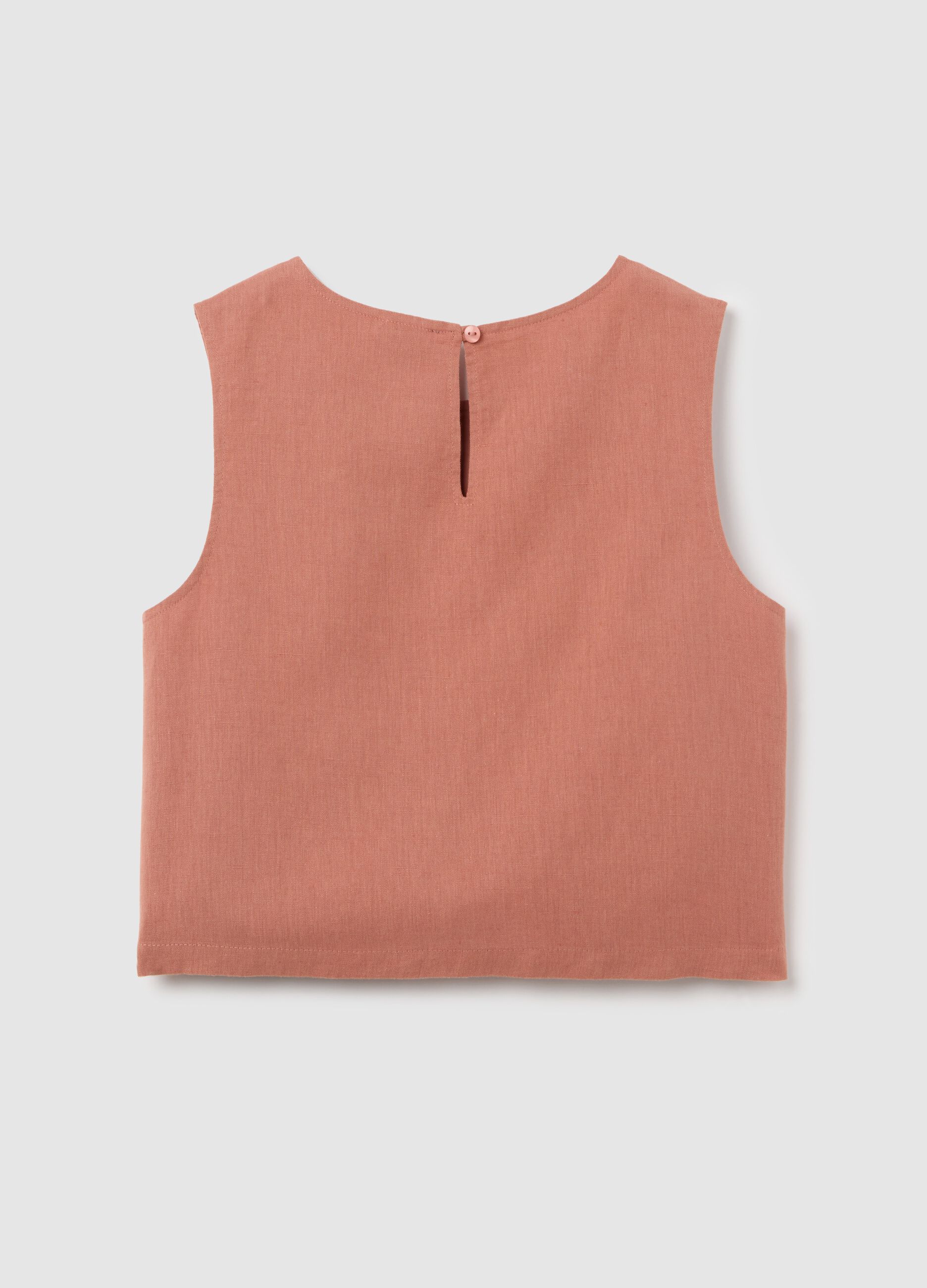 Sleeveless Top in Cotton and Linen Blend for OVS Kids