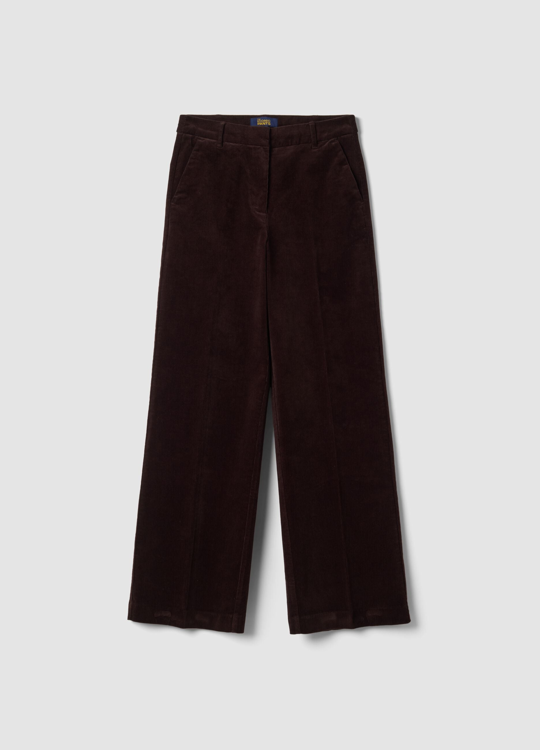 Brown The Iconic Pants straight-fit ribbed stretch-cotton trousers