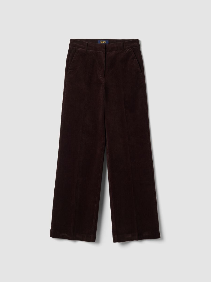Pantaloni The Iconic Pants marroni in cotone elasticizzato a coste straight fit_4