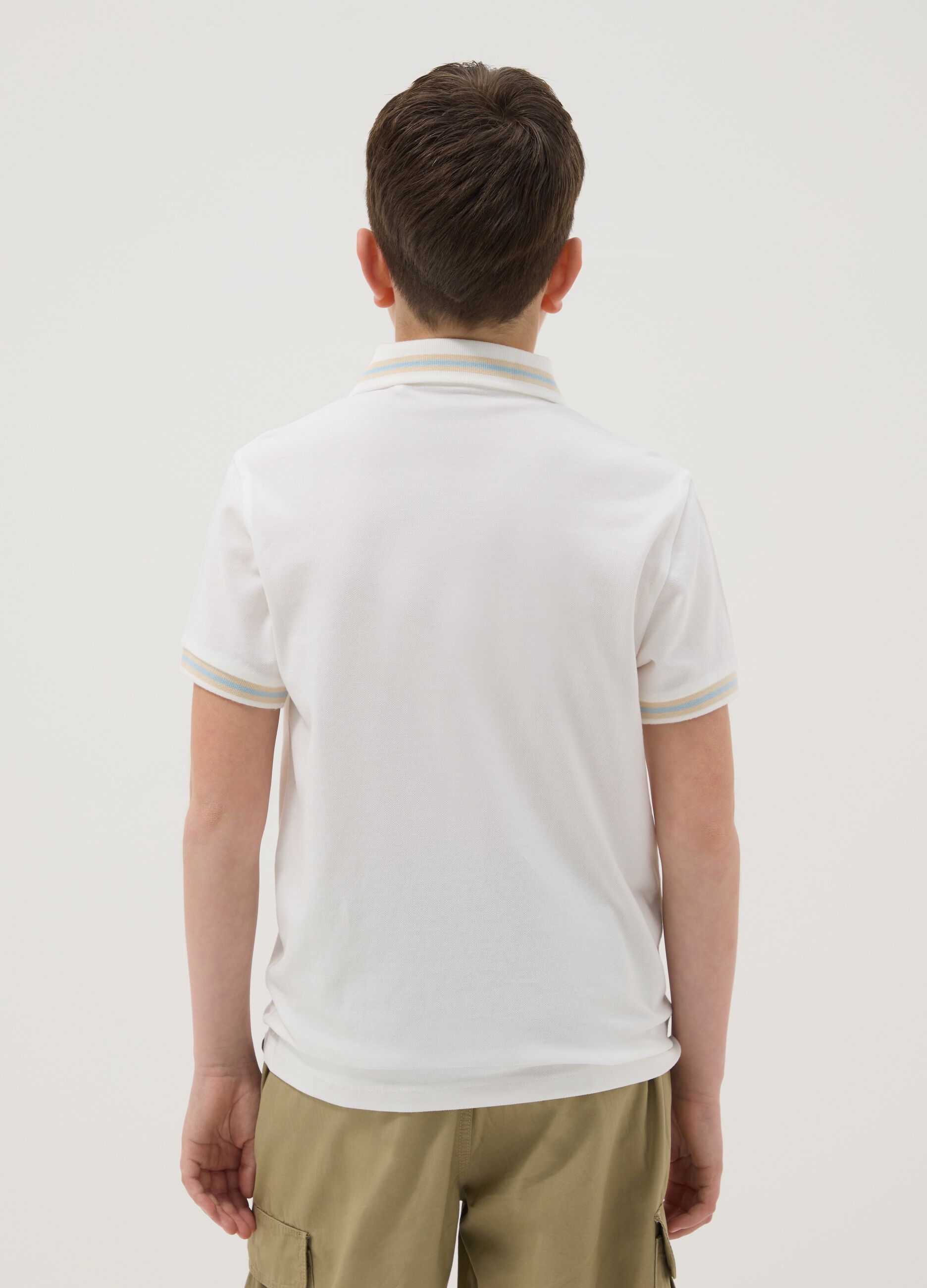 Boys' regular fit pure cotton white polo