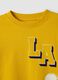 Yellow cotton and viscose blend T-shirt with college print for boys_2