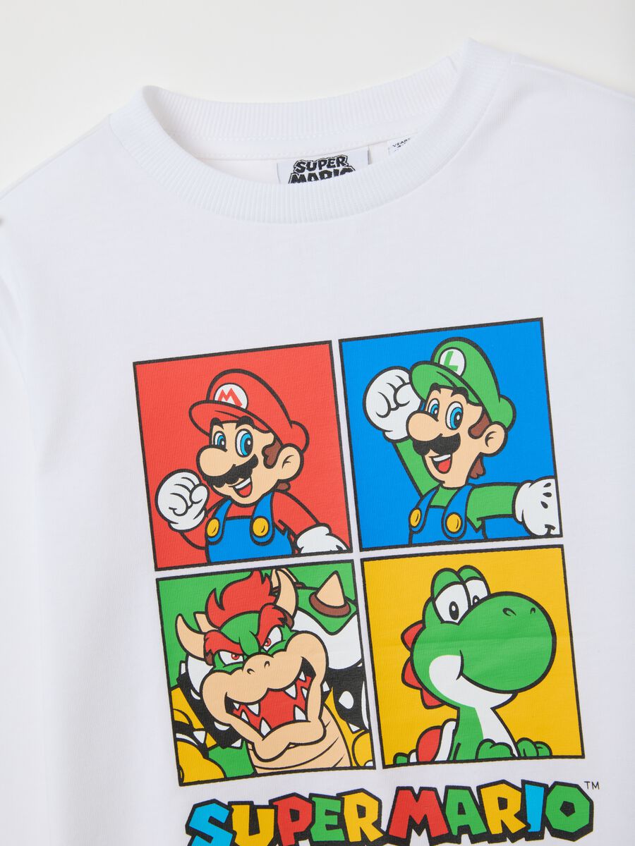 Children's white regular fit pure cotton t-shirt with Super Mario print_3