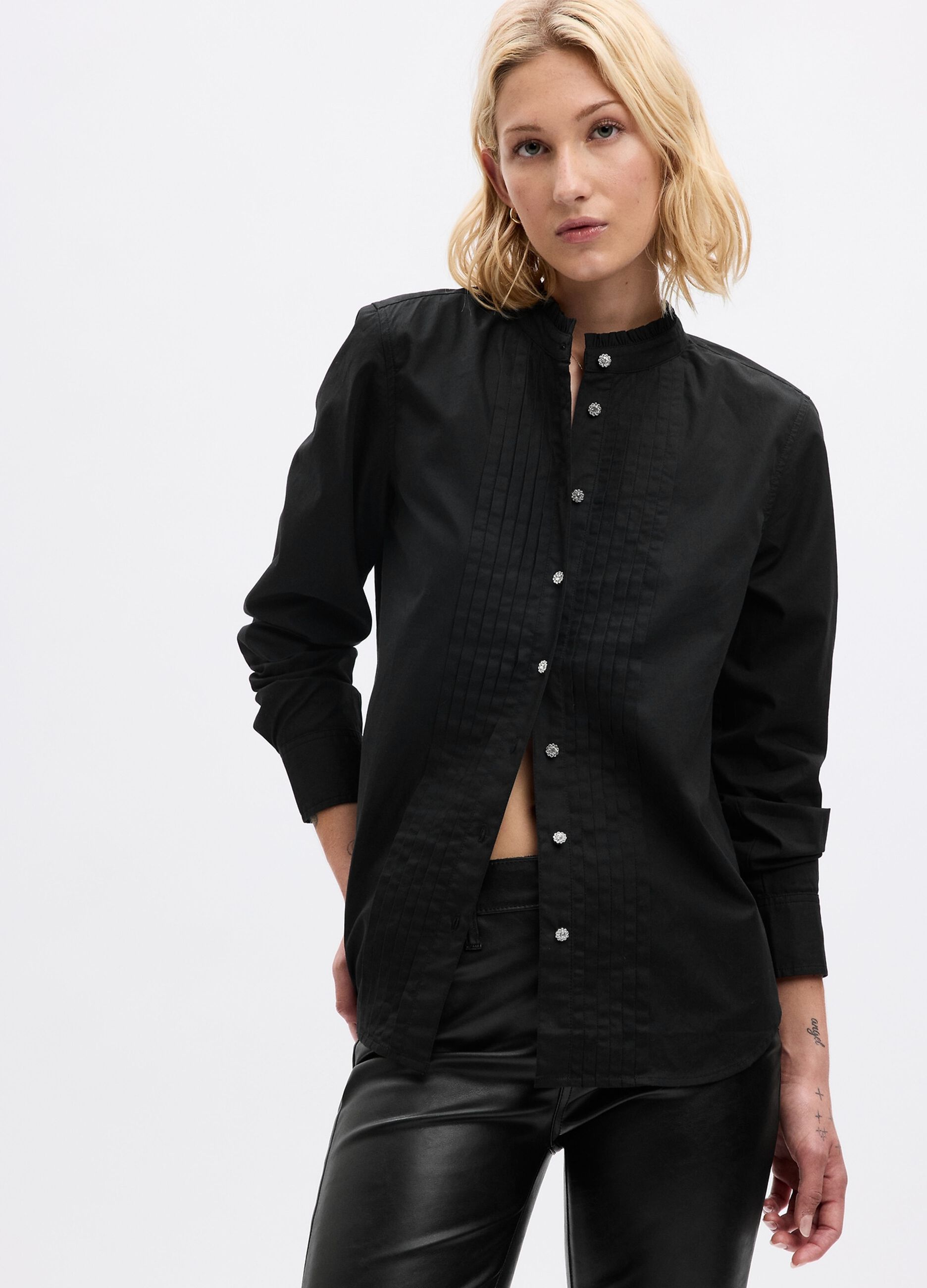 Camicia con sales bottoni gioiello