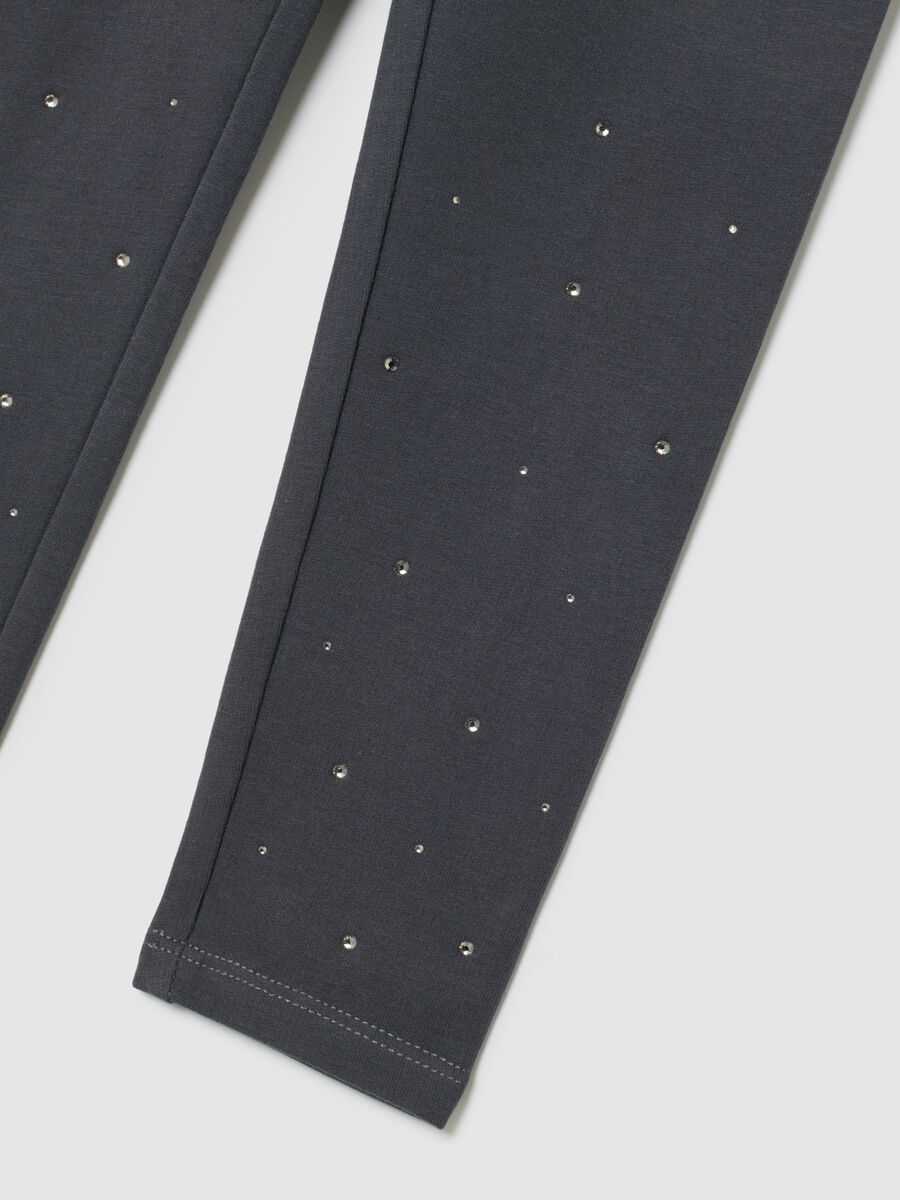 Girls' grey cotton skinny fit leggings_2