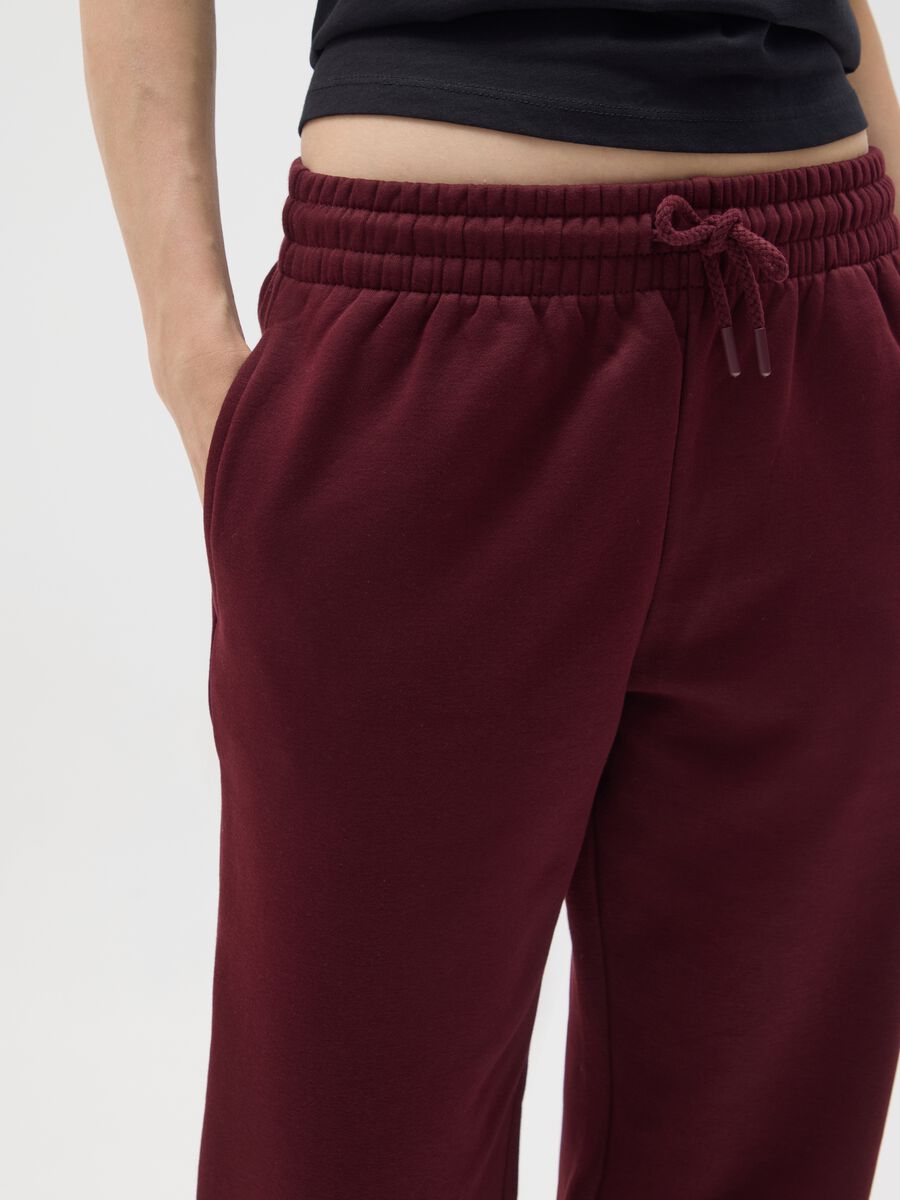 Red cotton blend trousers with regular fit_3