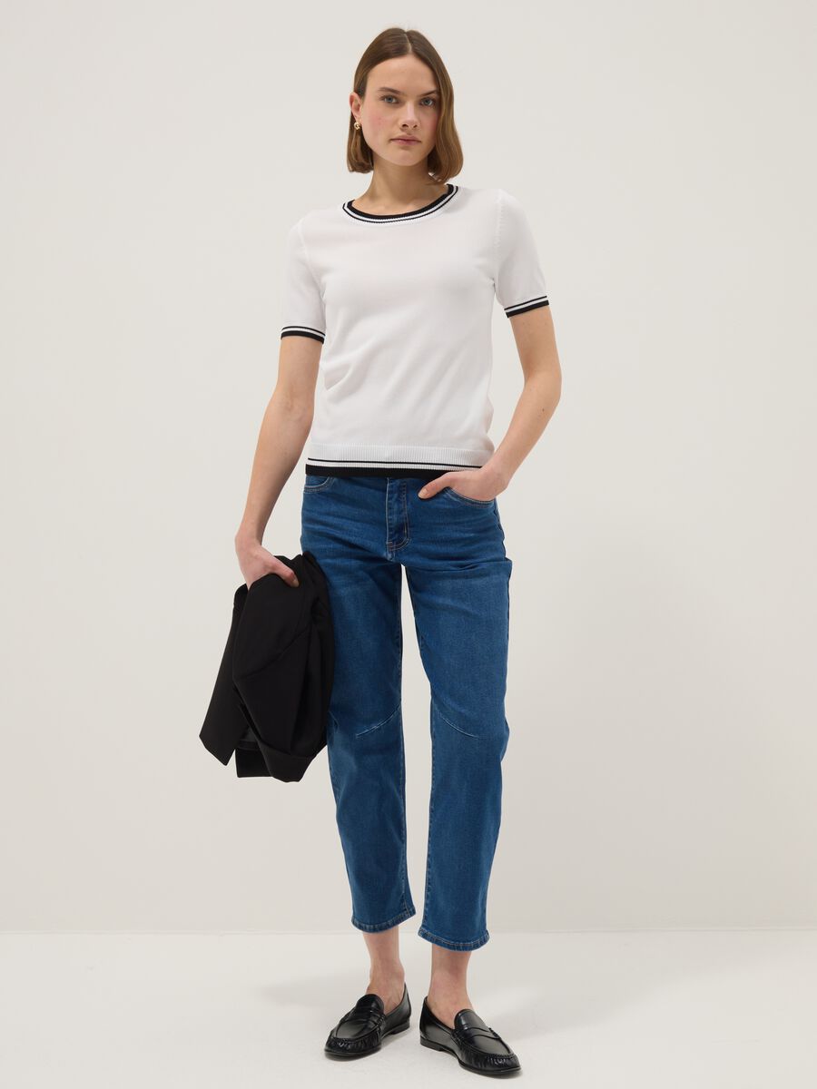 Stretch Blue Denim Cotton Blend Trousers Regular Fit_0