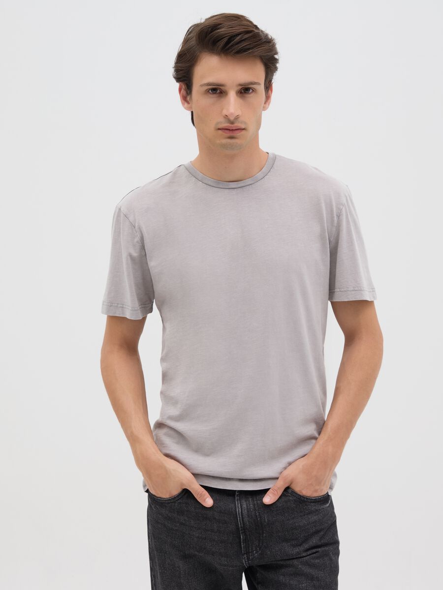 Men's grey pure cotton T-shirt regular fit_1