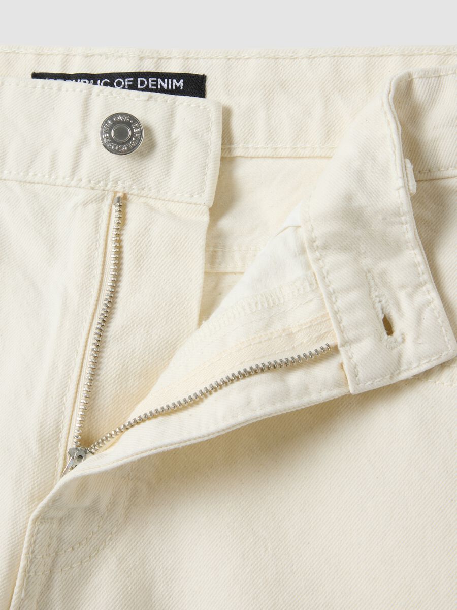 Shorts in puro cotone denim beige wide leg_5