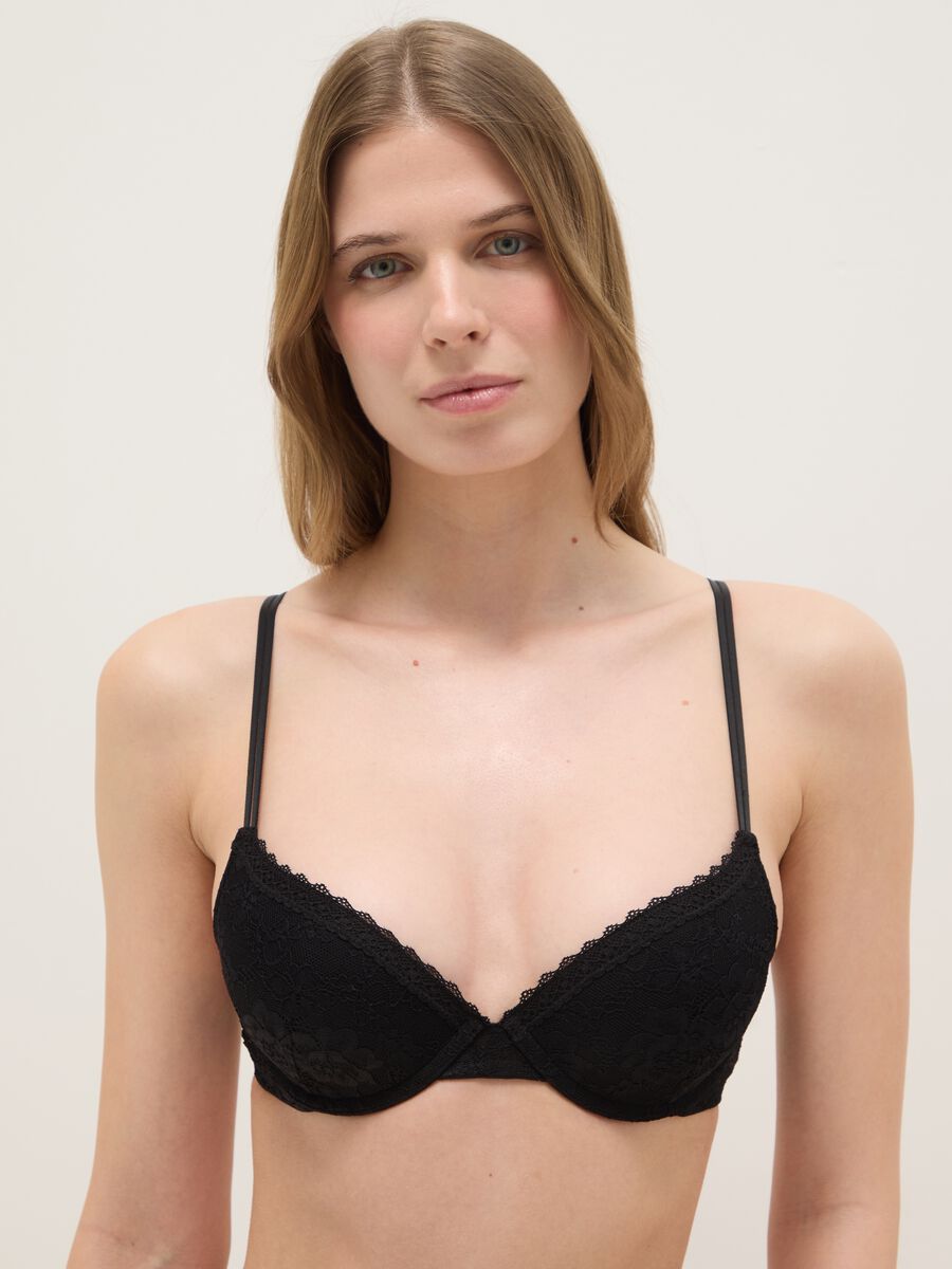 Black Lace Bra with Padding_0