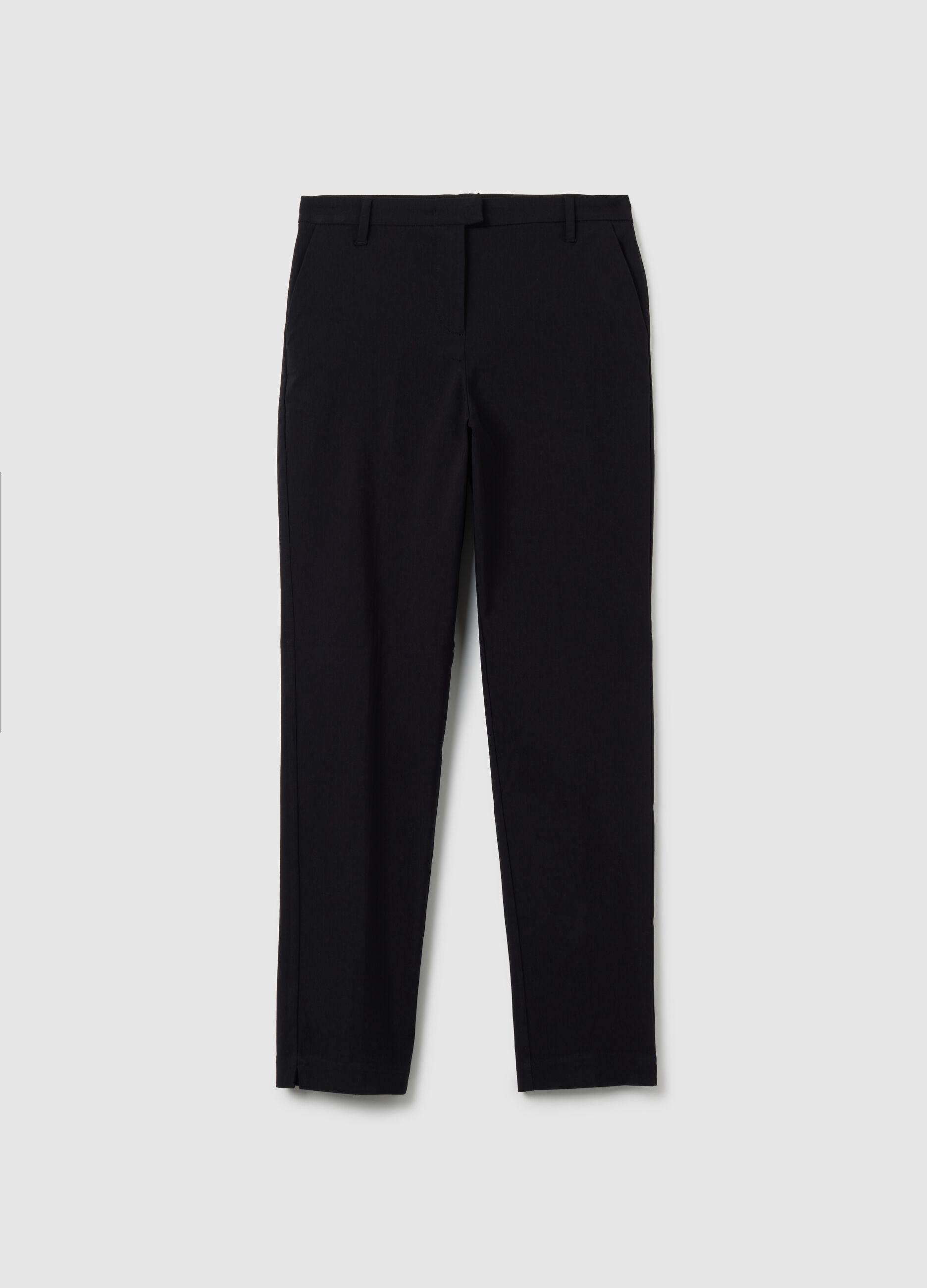 Black Viscose Blend Slim Fit Trousers