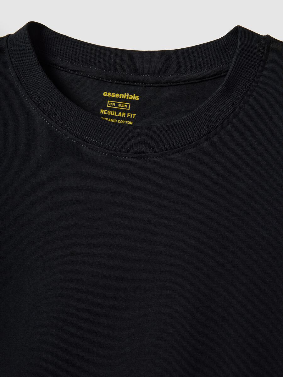 Black long sleeve stretch cotton regular fit T-shirt_5