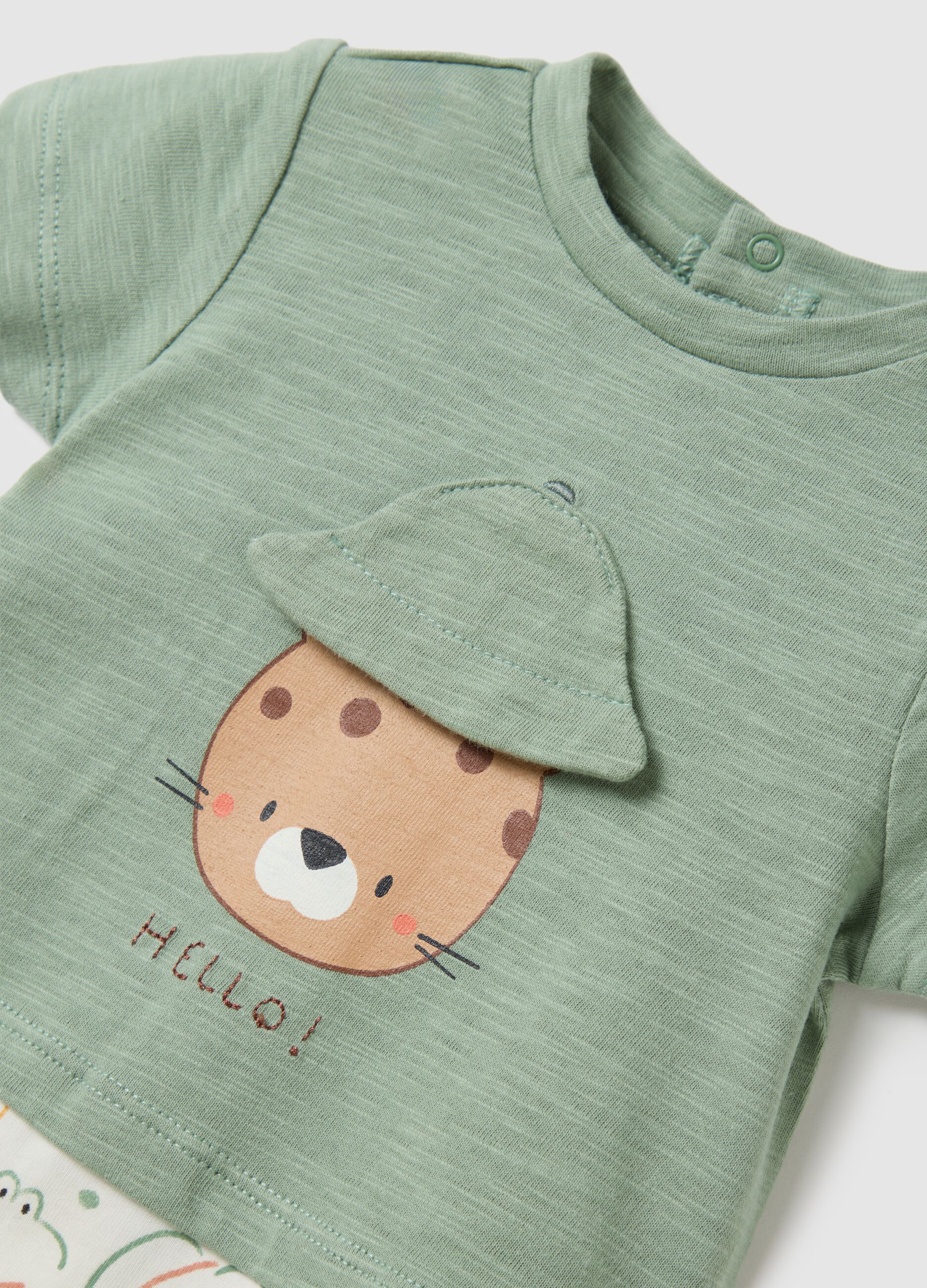 Multi-coloured newborn all-in-one in pure cotton with print