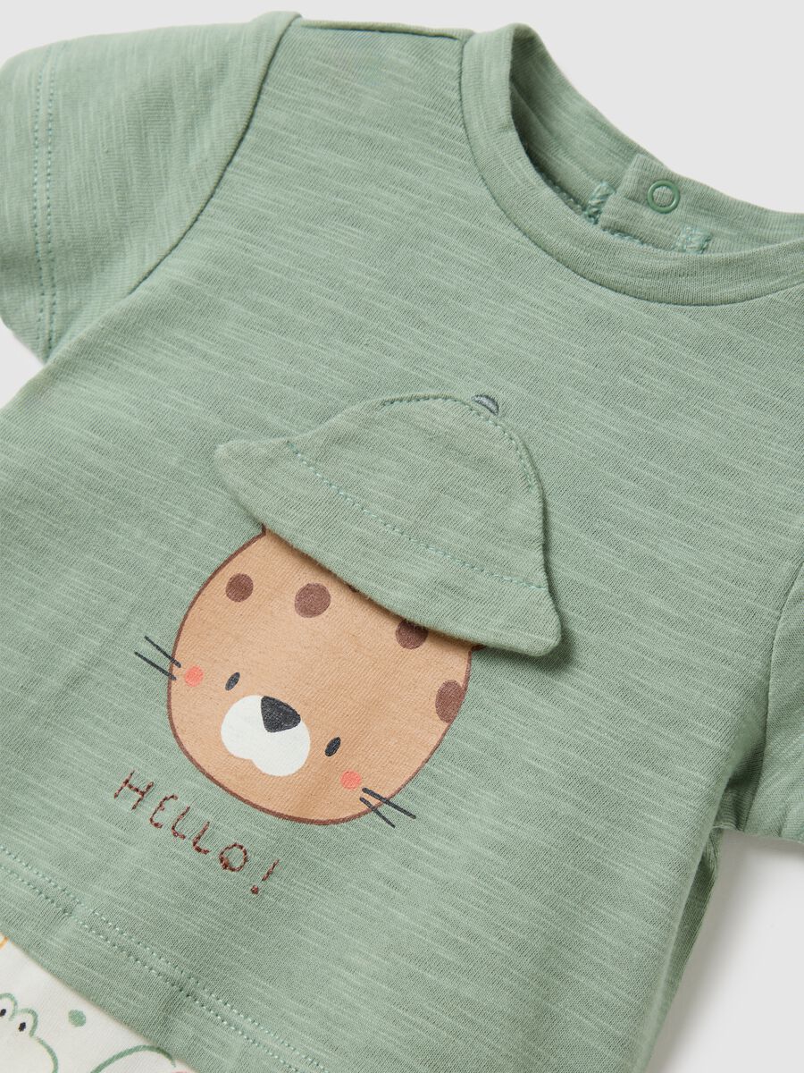Multi-coloured newborn all-in-one in pure cotton with print_2