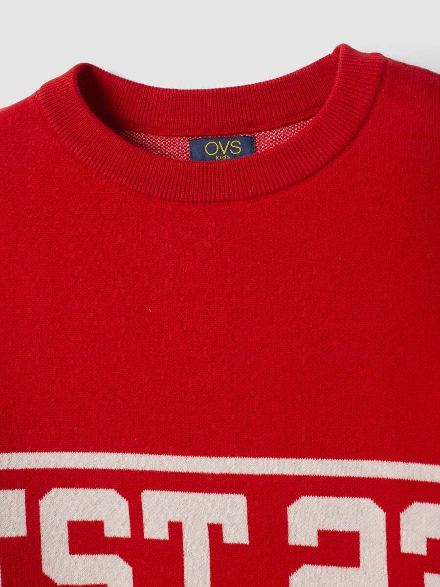 Red jacquard cotton-blend crew-neck jumper_4